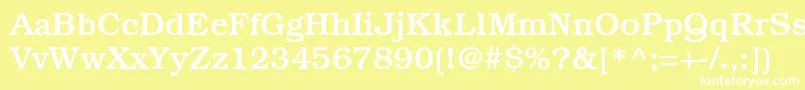 ItcBookmanLtMedium-fontti – valkoiset fontit keltaisella taustalla