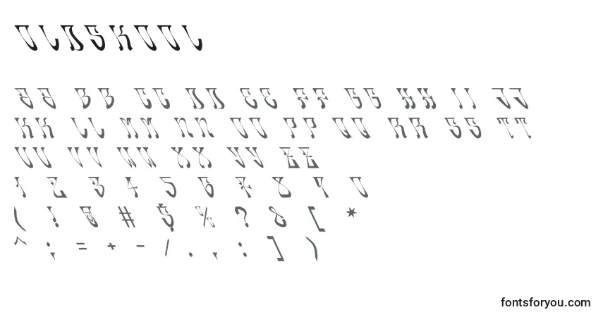 Schriftart Oldskool (104682) – Alphabet, Zahlen, spezielle Symbole