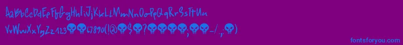 FearsomeDemo-Schriftart – Blaue Schriften auf violettem Hintergrund