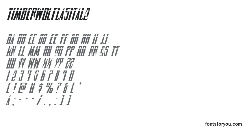 Czcionka Timberwolflasital2 – alfabet, cyfry, specjalne znaki