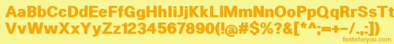 フォントHeltarExtrabold – オレンジの文字が黄色の背景にあります。