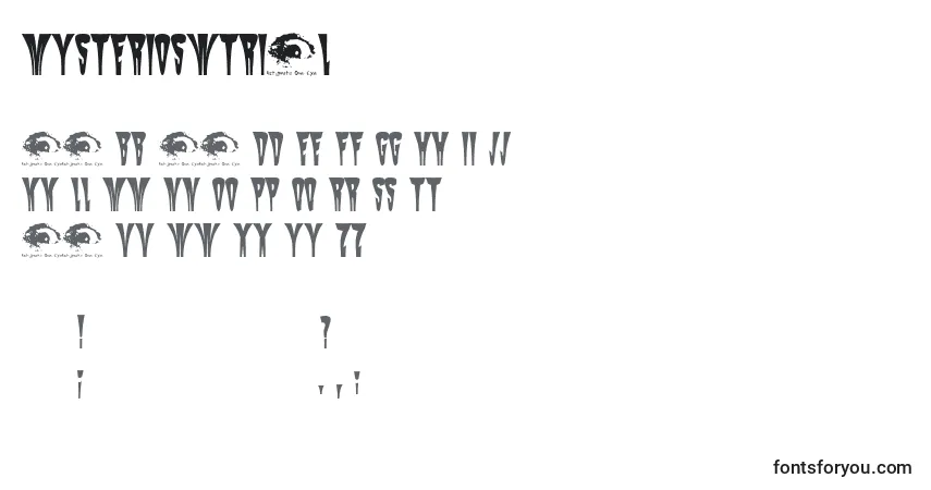 Schriftart MysterioSwtrial – Alphabet, Zahlen, spezielle Symbole