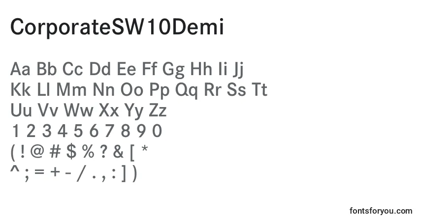 Шрифт CorporateSW10Demi – алфавит, цифры, специальные символы