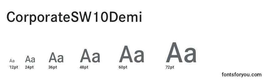 CorporateSW10Demi Font Sizes