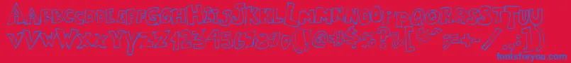 Kartoone-Schriftart – Blaue Schriften auf rotem Hintergrund