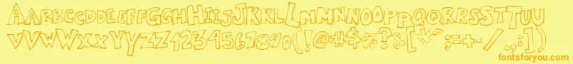 フォントKartoone – オレンジの文字が黄色の背景にあります。