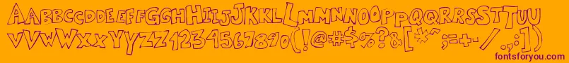 Kartoone-Schriftart – Violette Schriften auf orangefarbenem Hintergrund