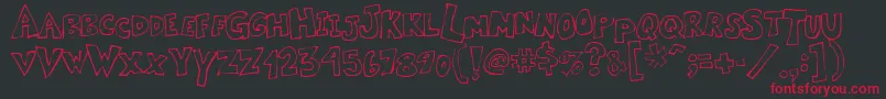 Kartoone-Schriftart – Rote Schriften auf schwarzem Hintergrund
