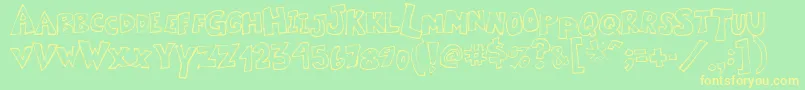 Kartoone-Schriftart – Gelbe Schriften auf grünem Hintergrund