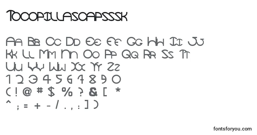 Шрифт Tocopillascapsssk – алфавит, цифры, специальные символы