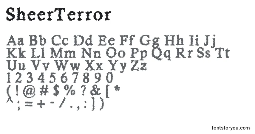 SheerTerror-fontti – aakkoset, numerot, erikoismerkit