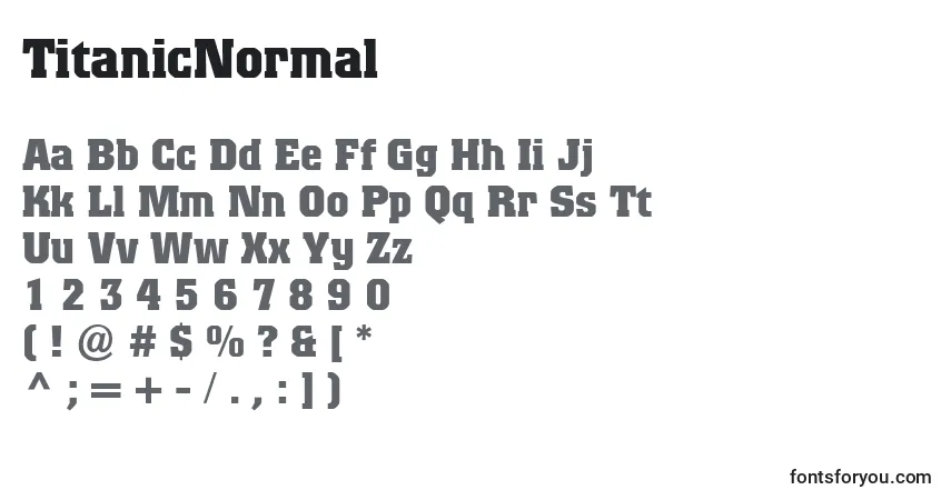 Fuente TitanicNormal - alfabeto, números, caracteres especiales