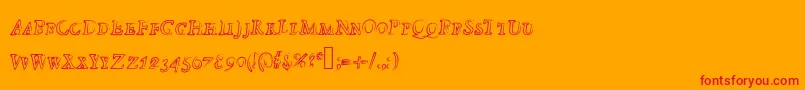 Died-Schriftart – Rote Schriften auf orangefarbenem Hintergrund