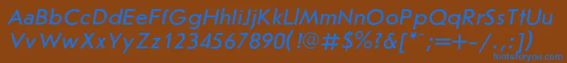 JournalsanscItalic-Schriftart – Blaue Schriften auf braunem Hintergrund