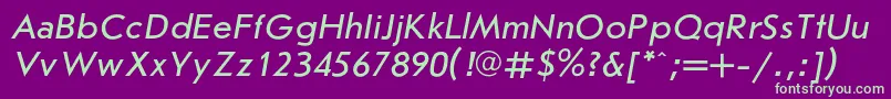 JournalsanscItalic Font – Green Fonts on Purple Background