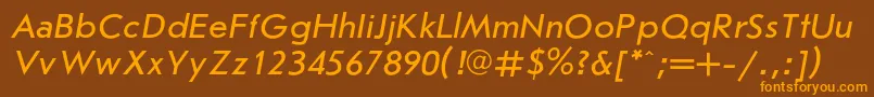 JournalsanscItalic-Schriftart – Orangefarbene Schriften auf braunem Hintergrund