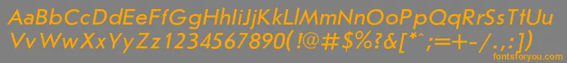 JournalsanscItalic-Schriftart – Orangefarbene Schriften auf grauem Hintergrund
