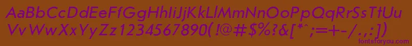JournalsanscItalic-Schriftart – Violette Schriften auf braunem Hintergrund