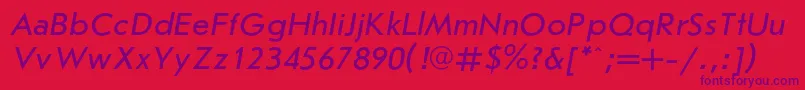 JournalsanscItalic-Schriftart – Violette Schriften auf rotem Hintergrund