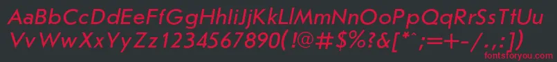 フォントJournalsanscItalic – 黒い背景に赤い文字