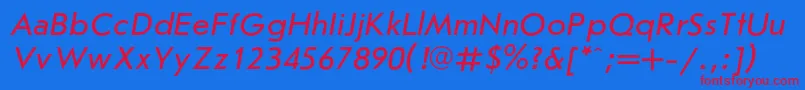 Więcej informacji o czcionce JournalsanscItalic Czcionka JournalsanscItalic – czerwone czcionki na niebieskim tle