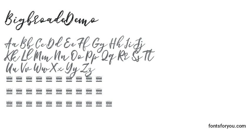 BigbroadeDemo Font – alphabet, numbers, special characters