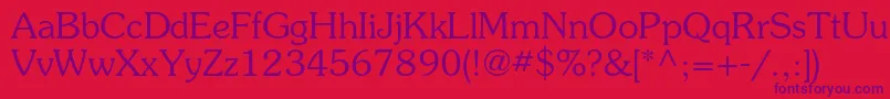 SouvenirstdLight Font – Purple Fonts on Red Background