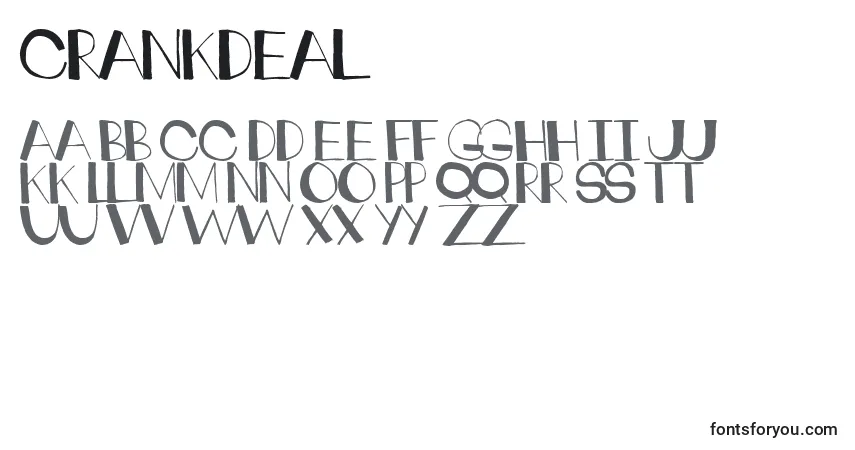 Czcionka Crankdeal – alfabet, cyfry, specjalne znaki