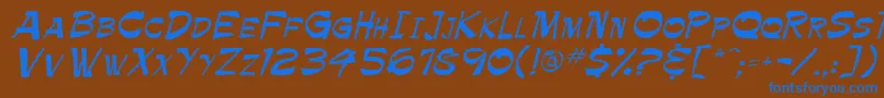 Palette-Schriftart – Blaue Schriften auf braunem Hintergrund