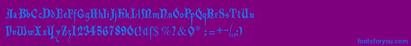 フォントDecadentafrax – 紫色の背景に青い文字
