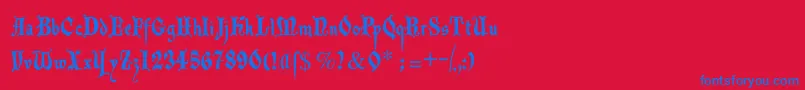 フォントDecadentafrax – 赤い背景に青い文字