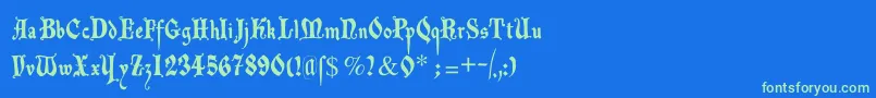 フォントDecadentafrax – 青い背景に緑のフォント