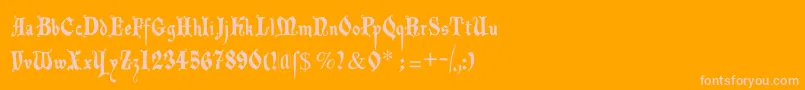 Decadentafrax-Schriftart – Rosa Schriften auf orangefarbenem Hintergrund