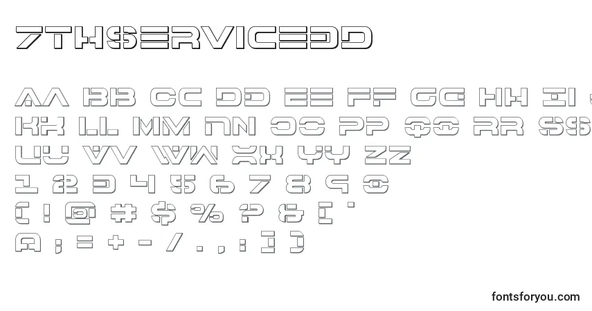 Schriftart 7thservice3D – Alphabet, Zahlen, spezielle Symbole