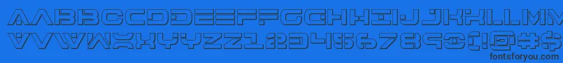 7thservice3D-Schriftart – Schwarze Schriften auf blauem Hintergrund