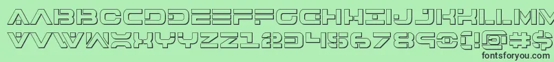7thservice3D-fontti – mustat fontit vihreällä taustalla