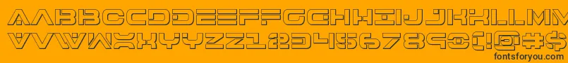 7thservice3D-fontti – mustat fontit oranssilla taustalla
