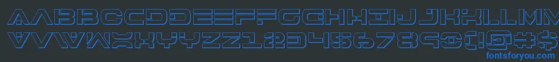 7thservice3D-Schriftart – Blaue Schriften auf schwarzem Hintergrund
