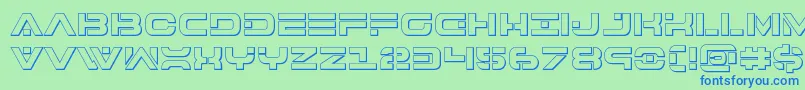 7thservice3D-fontti – siniset fontit vihreällä taustalla