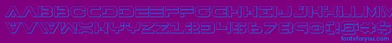 7thservice3D-fontti – siniset fontit violetilla taustalla