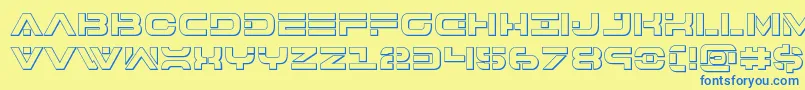 フォント7thservice3D – 青い文字が黄色の背景にあります。