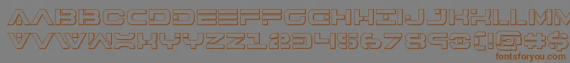 フォント7thservice3D – 茶色の文字が灰色の背景にあります。