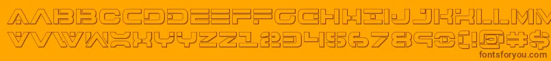 7thservice3D-Schriftart – Braune Schriften auf orangefarbenem Hintergrund