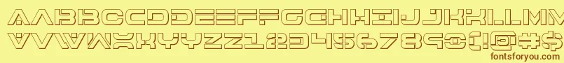 7thservice3D-Schriftart – Braune Schriften auf gelbem Hintergrund