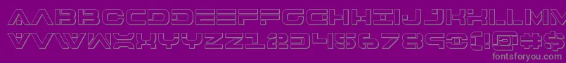 7thservice3D-fontti – harmaat kirjasimet violetilla taustalla