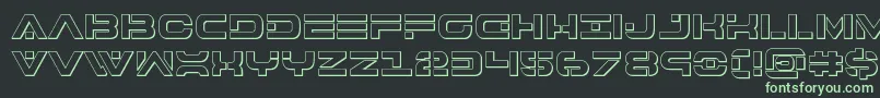 7thservice3D-fontti – vihreät fontit mustalla taustalla