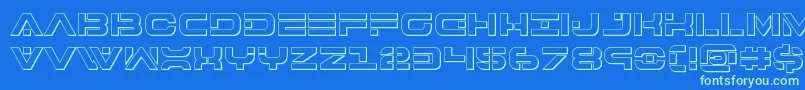 7thservice3D-fontti – vihreät fontit sinisellä taustalla