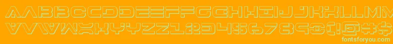 7thservice3D-fontti – vihreät fontit oranssilla taustalla