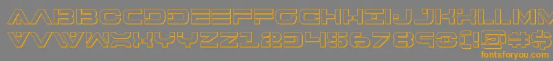 フォント7thservice3D – オレンジの文字は灰色の背景にあります。