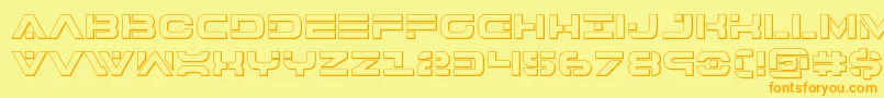 7thservice3D-Schriftart – Orangefarbene Schriften auf gelbem Hintergrund